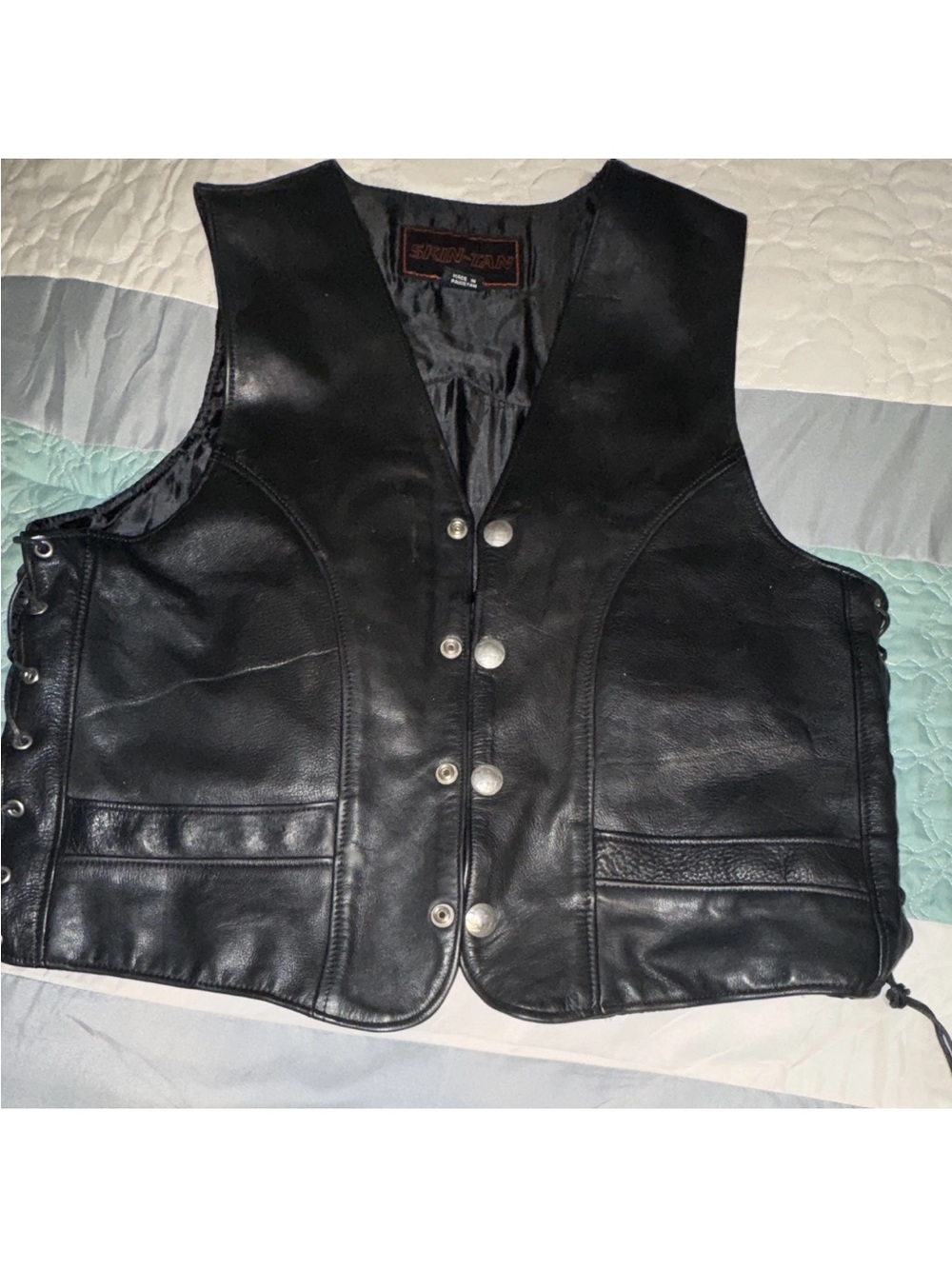 Harley-Davidson Black Leather Snap-Front Vest